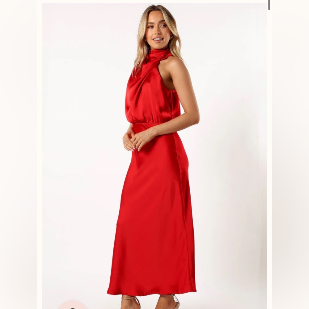 Petal & Pup Anabelle Red Halter Neck Midi Dress